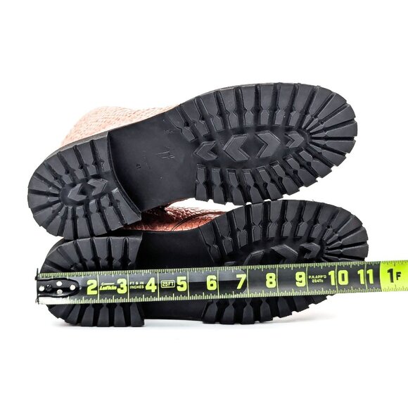 Giuseppe Zanotti Women Pink Salmon Croc Lace Leather Combat Boots 10.5US EUR 41 - Picture 5 of 8